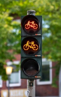 Bicycle traffic in Münster, bicycle traffic light, traffic light for bicycle traffic only, on a