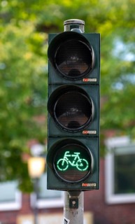 Bicycle traffic in Münster, bicycle traffic light, traffic light for bicycle traffic only, on a