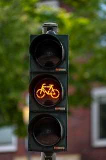 Bicycle traffic in Münster, bicycle traffic light, traffic light for bicycle traffic only, on a