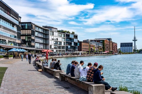 Münster's harbour district, known as Kreativkai, a lively quarter that has developed from a former