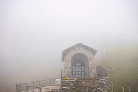 Crypt in the Clouds on the Mountain in Monte Generoso, Ticino, Switzerland