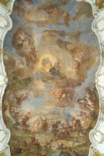 Ceiling frescoes in the parish church of St Magdalena in Fürstenfeldbruck, Bavaria, Germany