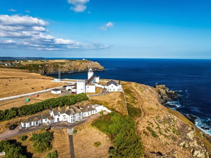 Lizard Lighthouse from a drone, Lizard Point, Cornwall, England, United Kingdom