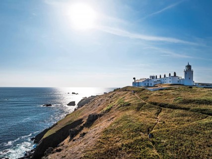 Lizard Lighthouse from a drone, Lizard Point, Cornwall, England, United Kingdom