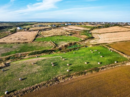 Cornwall fields and farms from a drone, Lizard Peninsula, South West Coast Path, Lizard, Cornwall,