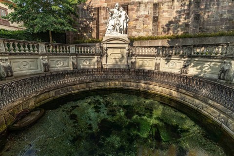 The source of the Danube in Donaueschingen, Baden-Württemberg, Germany
