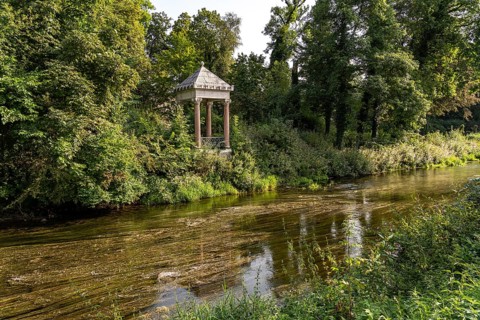 Danube temple at the confluence of the Donaubach and Brigach rivers in Donaueschingen,