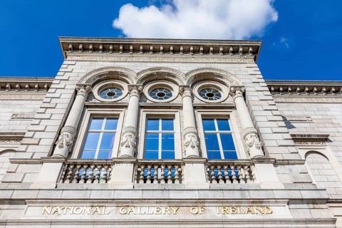 National Gallery of Ireland, detail of the façade, Dublin, Ireland