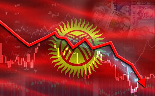 Kyrgyzstan financial fall on economy market. Kyrgyzstan financial crisis on economic graph