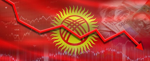 Kyrgyzstan financial crisis on economic graph. Financial fall of Kyrgyzstan on economy market