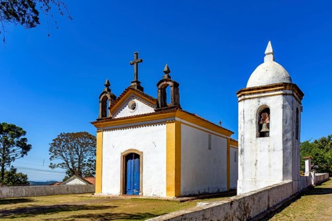 Historic 18th-century church with separate bell tower in Ouro Preto city, Ouro Preto, Minas Gerais,