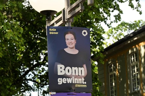 Posters for the North Rhine-Westphalia municipal election campaign in Bonn around the Hofgarten in
