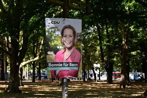 CDU politician Nicole Bonnie. Posters for the North Rhine-Westphalia municipal election campaign in