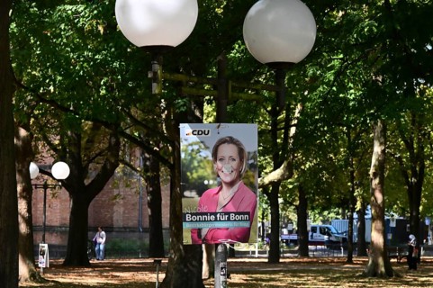 CDU politician Nicole Bonnie. Posters for the North Rhine-Westphalia municipal election campaign in