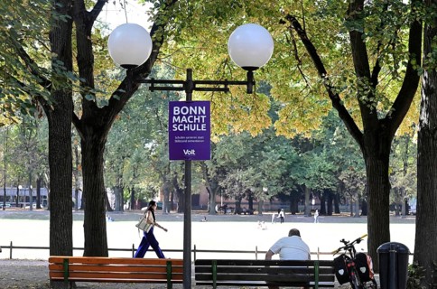 Posters for the North Rhine-Westphalia municipal election campaign in Bonn around the Hofgarten in