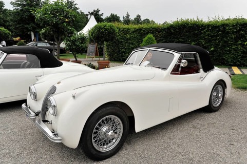 Jaguar Coupe, Vintage car, Elegant white Jaguar vintage convertible with refined design and black