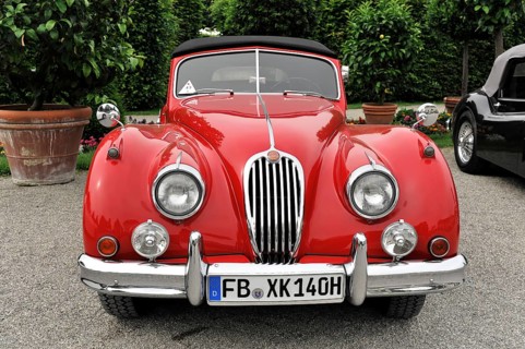 Jaguar Coupe, Classic car, Red Jaguar classic car with classic lines and a stylish look, Retro