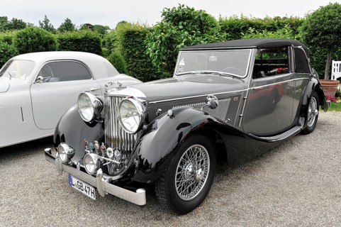 Jaguar MK IV, classic car, Elegant, black convertible classic car with classic design at a car