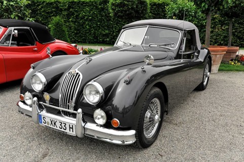 Jaguar Coupe, Classic car, Classic grey Jaguar vintage car with charming vintage style and elegant