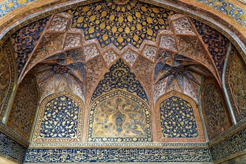 Mausoleum of Itimat-ud-Daula, Tomb, Agra, Uttar Pradesh, India, Asia, Detail of the ceiling mosaic