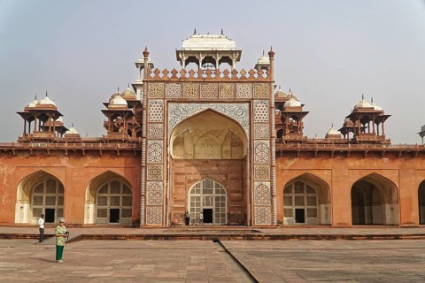 Mausoleum of Itimat-ud-Daula, Tomb, Agra, Uttar Pradesh, India, Asia, Architectural details of a