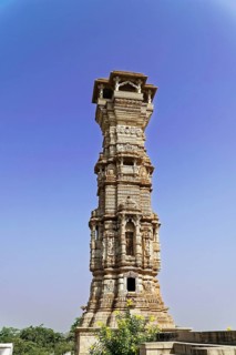 Kota, Rajasthan, North India, Asia, High ancient tower in India, ornately decorated in the radiant