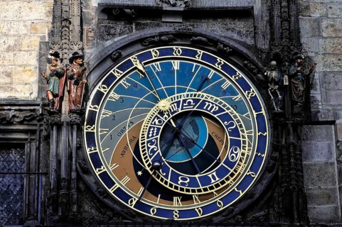 Old Town Hall, Old Town Square, Prague, Czech Republic, Complex dial of the astronomical clock with