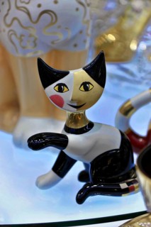 Prague, Czech Republic, Europe, Elegant cat sculpture with a colourful and modern design on a