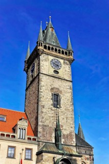 Old Town Hall, Old Town Square, Prague, Czech Republic, Europe, Historic clock tower in Prague with
