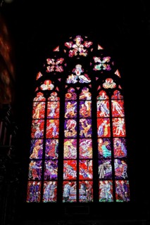 St. Vitus or St. Vitus Cathedral, Hradcany, Prague, Czech Republic, Europe, stained glass windows