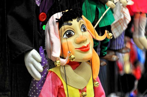 Prague Marionettes, Prague, Czech Republic, Europe, Close-up of a marionette with a colourful