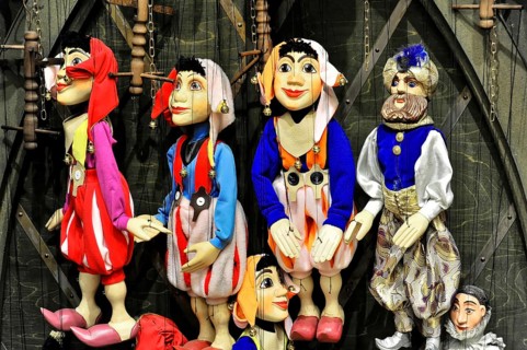 Prague Marionettes, Prague, Czech Republic, Europe, Various marionettes, colourfully dressed,