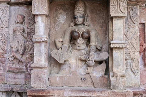 Kota, Rajasthan, North India, Asia, Stone deity in traditional pose at an Indian temple, India