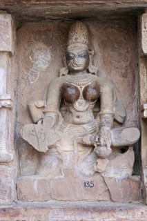 Kota, Rajasthan, North India, Asia, Hindu sandstone sculpture with fine details of a goddess in