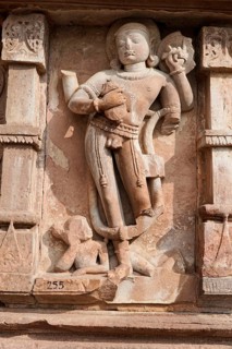 Kota, Rajasthan, North India, Asia, Detailed sculpture of a Hindu deity in stone relief, India