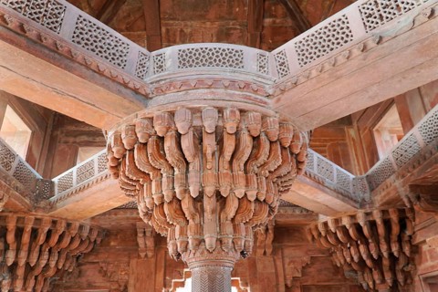 Sawai Madhopur, Kota, Rajasthan, North India, Asia, Detailed stone sculpture and ceiling decoration