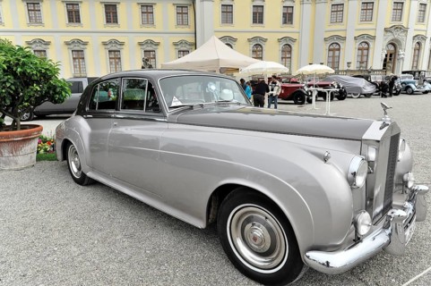 Rolls-Royce Silver Cloud II, built in 1961, classic car, Silver elegant classic limousine next to a