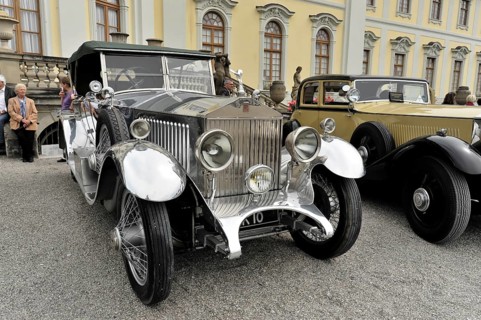 Rolls-Royce Silver Ghost, USA, from model year 1921, Elegant silver-green classic car with open top