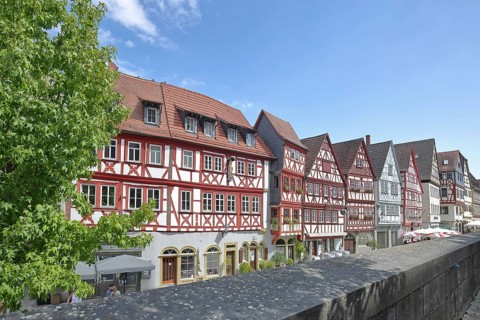 Historic half-timbered houses, Hauptstraße, Ochsenfurt, Lower Franconia, Franconia, Bavaria,