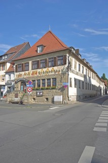 Historic Hotel and Restaurant Schlundhaus with mural painting, restaurant, market square, Bad