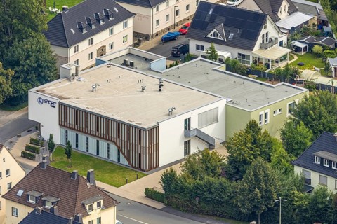 Aerial view, TV Arnsberg SPORTbahnhof Sporthalle, Clemens-August-Straße, Arnsberg, Ruhr area, North