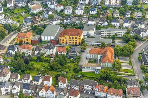 Aerial photo, Johannesschule and VHS Volkshochschule, Arnsberg, Ruhr area, North Rhine-Westphalia,