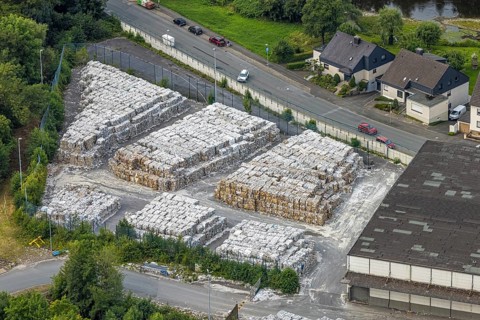 Aerial view, R.D.M. Arnsberg GmbH Papierfabrik Reno de Medici, recycled cardboard location,
