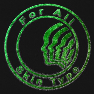 For All Skin Type Green Symbol Drawn on Black Background