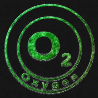 Oxygen O2 Green Symbol Drawn on Black Background