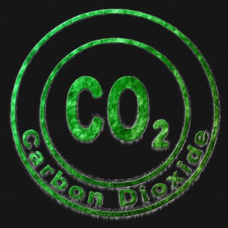 Carbon Dioxide CO2 Green Symbol Drawn on Black Background