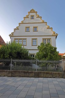 Catholic rectory with stepped gable and tail gable, Haßfurt, Lower Franconia, Franconia, Bavaria,