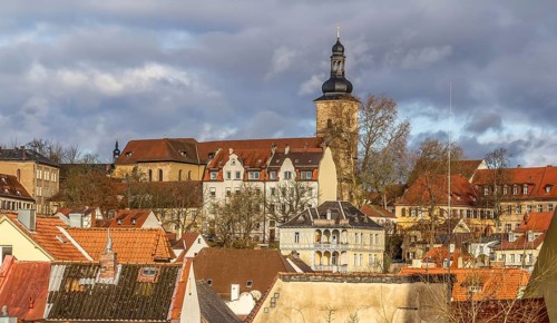 High angle view of Bamberg, a town in Upper Franconia in Bavaria, Germany