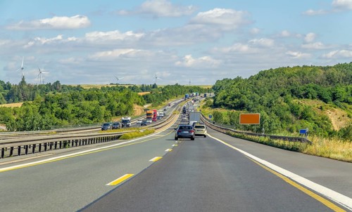 Highway scenery in Germany at summer time