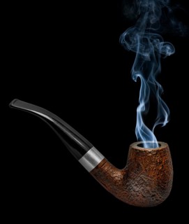 Smoking tobacco pipe made of briar wood in black back